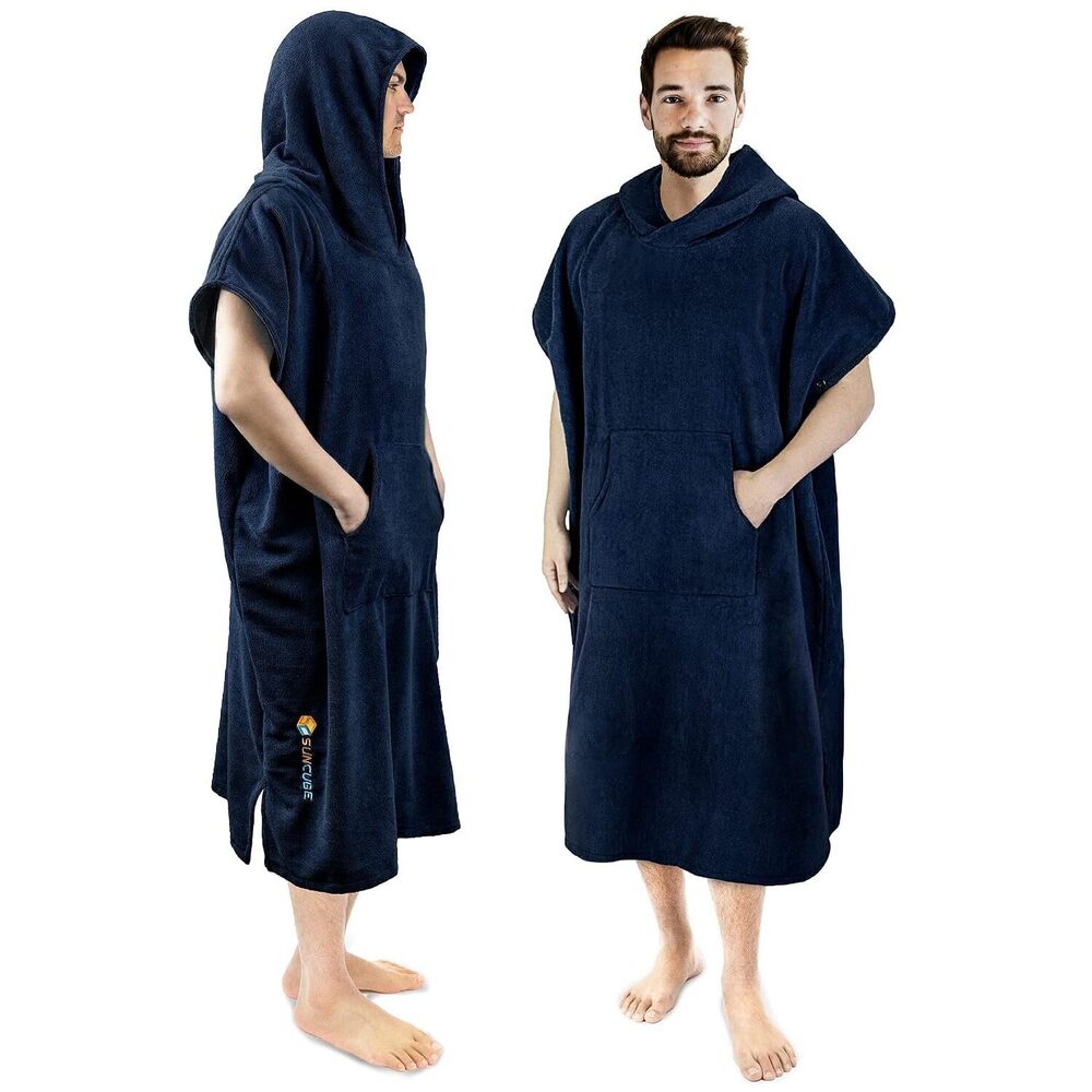 Surf Poncho Changing Robe with Hood, Thick Quick Dry Microfiber Wetsuit